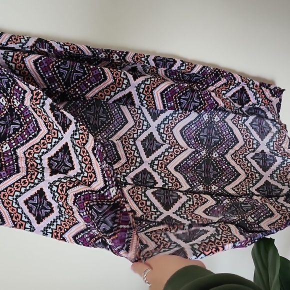 Express multicolor ruched tulip hem midi maxi skirt, fun pattern, women's medium - Picture 6 of 11